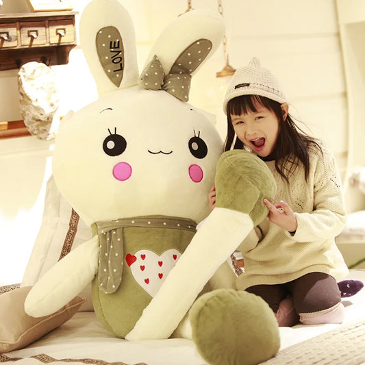 HKM-033171 Super Soft Cotton Bunny Plush Doll Toy - Embroidered Weighted Rabbit Stuffed Animal for Birthdays