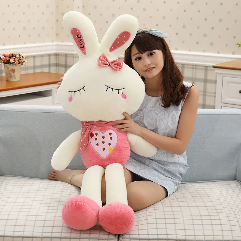 HKM-033171 Super Soft Cotton Bunny Plush Doll Toy - Embroidered Weighted Rabbit Stuffed Animal for Birthdays