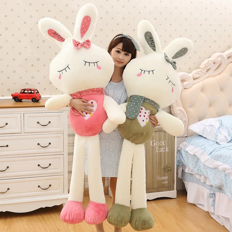 HKM-033171 Super Soft Cotton Bunny Plush Doll Toy - Embroidered Weighted Rabbit Stuffed Animal for Birthdays