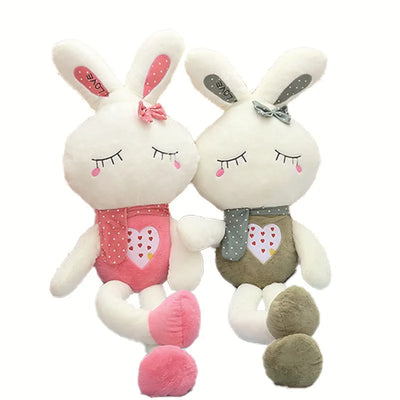 HKM-033171 Super Soft Cotton Bunny Plush Doll Toy - Embroidered Weighted Rabbit Stuffed Animal for Birthdays