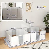 HKM-0334141 Whelping Box for Medium Dogs with Adjustable Height Door, Waterproof Pee Pad, and Retractable Light Stand