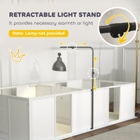 HKM-0334141 Whelping Box for Medium Dogs with Adjustable Height Door, Waterproof Pee Pad, and Retractable Light Stand