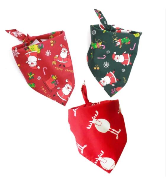 HKM-0336061 Christmas Triangle Scarf for Pets in Various Designs – Cotton Fabric, Small and Large Sizes