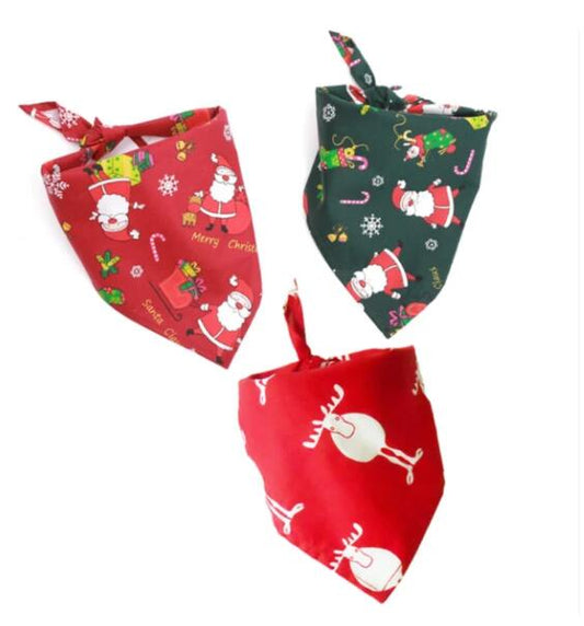 HKM-0336061 Christmas Triangle Scarf for Pets in Various Designs – Cotton Fabric, Small and Large Sizes