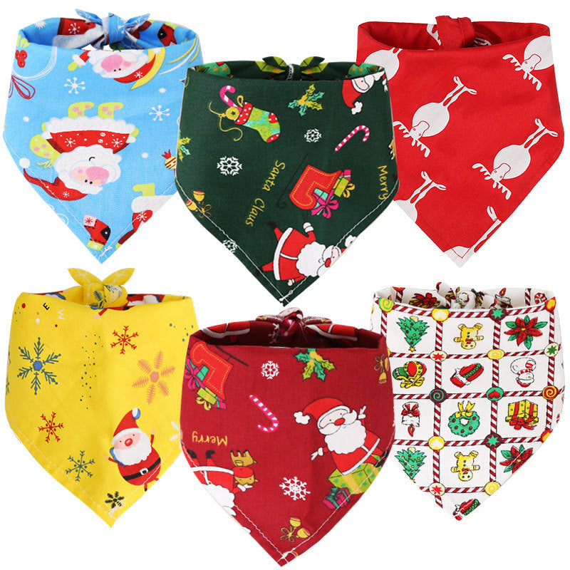 HKM-0336061 Christmas Triangle Scarf for Pets in Various Designs – Cotton Fabric, Small and Large Sizes