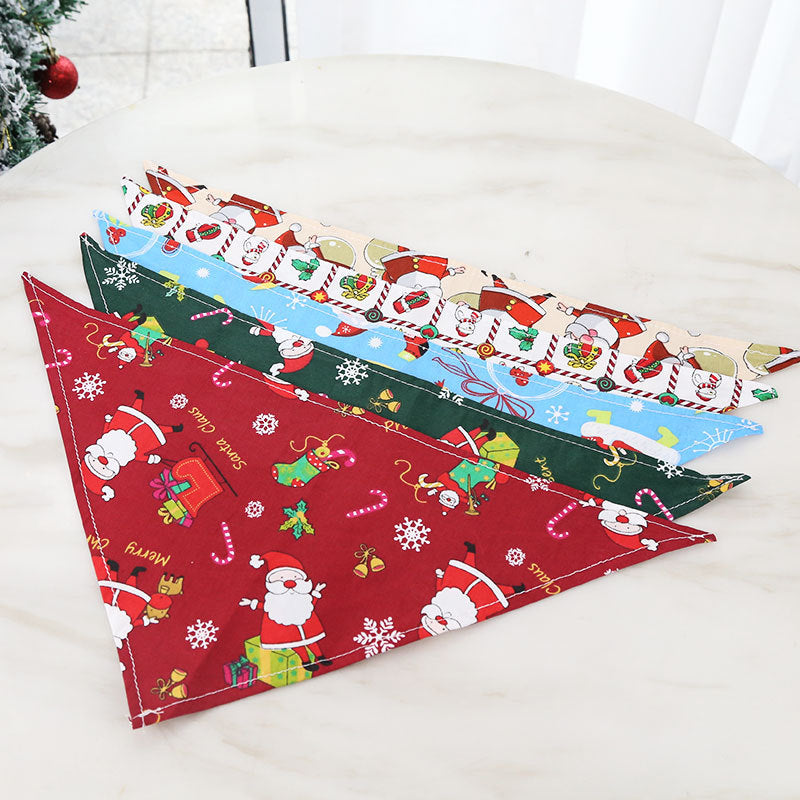 HKM-0336061 Christmas Triangle Scarf for Pets in Various Designs – Cotton Fabric, Small and Large Sizes
