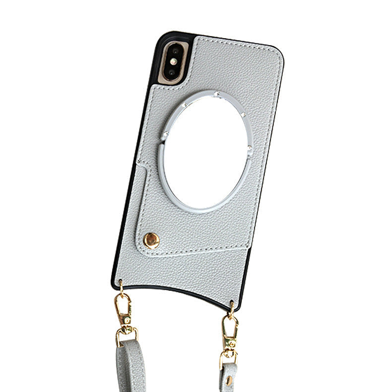 HKM-033811 Diagonal Lanyard Phone Case for iPhone and Huawei Models - Fashionable TPU Holster with Card Holder