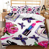 HKM-033875 Butterfly Series 3-Piece Modern Bedding Quilt Cover Set with 3D Digital Printing