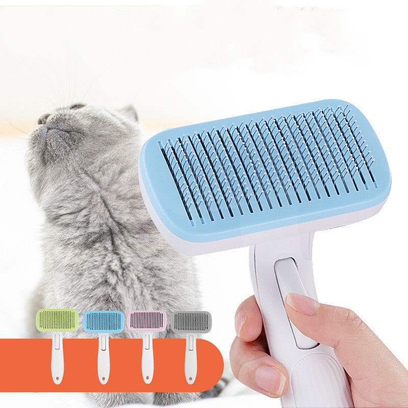 HKM-0340029 One Key Pet Hair Removal Comb with Steel Needles in Multiple Colors