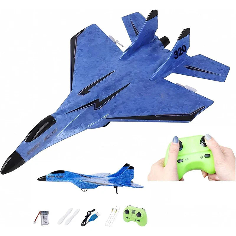 HKM-034131 Foam RC Glider for Kids, Ready-to-Fly Outdoor Remote Control Airplane, 29cm EPP Design