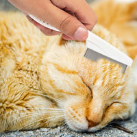 HKM-0341693 Multifunctional Pet Comb for Tear Stain Removal and Grooming - Stainless Steel, Ergonomic Design for Small Dogs and Cats