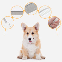 HKM-0341693 Multifunctional Pet Comb for Tear Stain Removal and Grooming - Stainless Steel, Ergonomic Design for Small Dogs and Cats