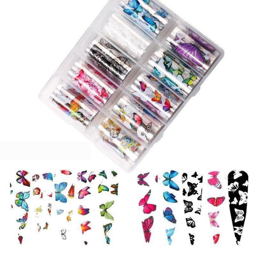 HKM-034195 Luminous Butterfly Nail Decal Heat Transfer Paper for Stylish Nail Art