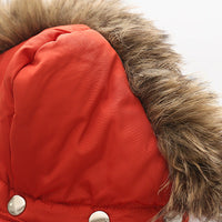 HKM-0342589 Hooded Cotton Down Jacket for Dogs - Warm and Stylish in Blue, Beige, Red