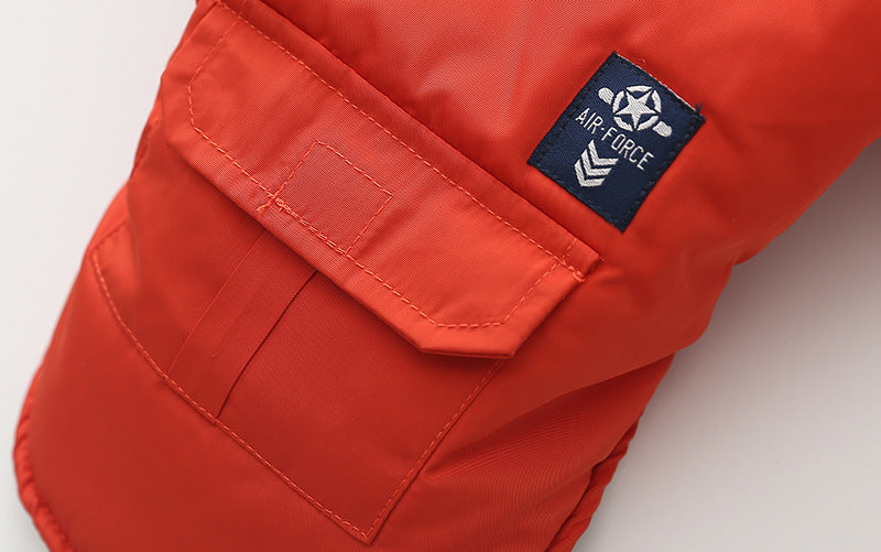 HKM-0342589 Hooded Cotton Down Jacket for Dogs - Warm and Stylish in Blue, Beige, Red