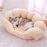 HKM-0342845 Cozy Thermal Sofa Bed for Small Pets - Pink, Blue, Yellow Floral Design