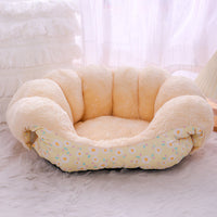 HKM-0342845 Cozy Thermal Sofa Bed for Small Pets - Pink, Blue, Yellow Floral Design