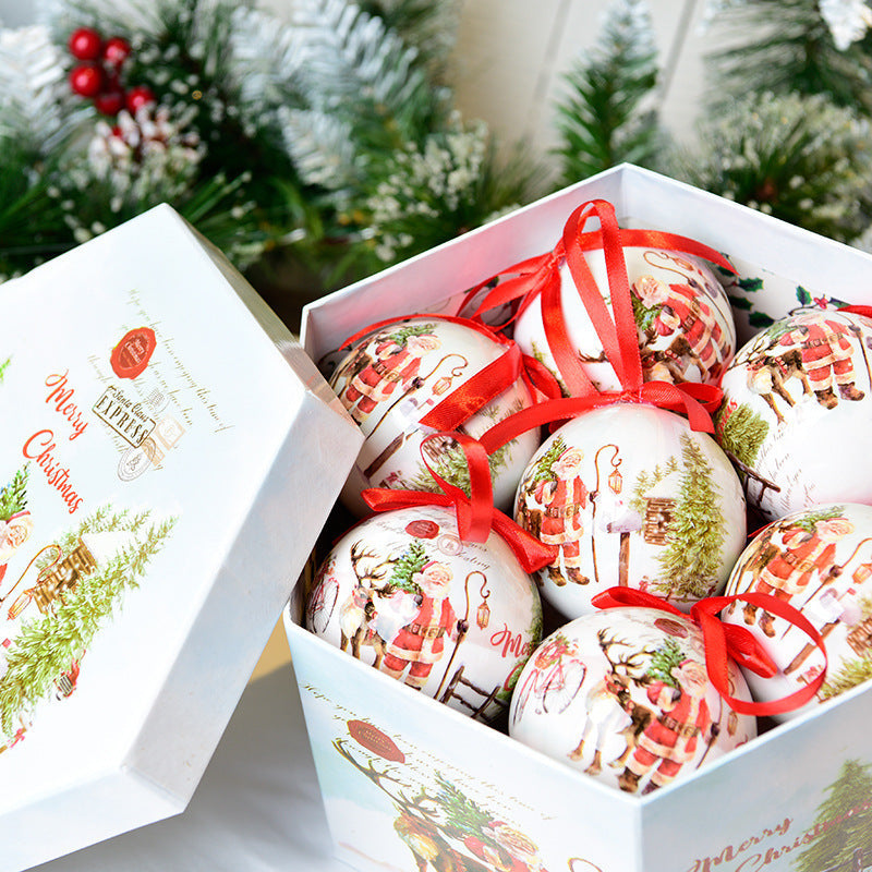 HKM-034323 Christmas Gift Box with Christmas Tree Decoration Pendant - Foam, 7.2cm, Variety of Prints, Includes 1 Bubble Sticker Christmas Ball