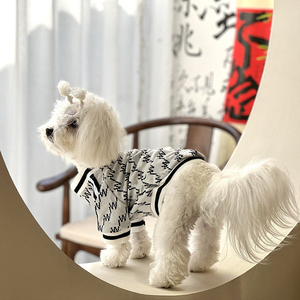 HKM-0343869 Autumn and Winter Two-Legged Teddy Pet Jacket with Zipper, Available in Black and White