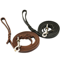 HKM-0343997 Thickened Leather Dog Walking Rope for Medium to Large Breeds, Light Brown and Black