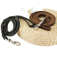 HKM-0343997 Thickened Leather Dog Walking Rope for Medium to Large Breeds, Light Brown and Black