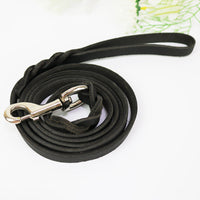 HKM-0343997 Thickened Leather Dog Walking Rope for Medium to Large Breeds, Light Brown and Black