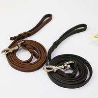 HKM-0343997 Thickened Leather Dog Walking Rope for Medium to Large Breeds, Light Brown and Black