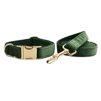 HKM-034579 Velvet Adjustable Pet Collar with Traction Rope and Bow Tie