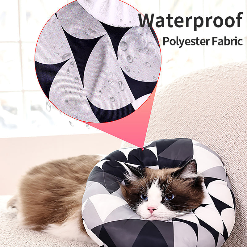 HKM-0346173 Anti-Lick Cat Recovery Collar - Soft Polyester Fabric - Adjustable Sizes for Comfort and Protection