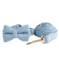 HKM-0346813 Blue Teddy Bear Dog Collar and Leash Set with Bow and Vest, Perfect for Pets and Gift-Giving