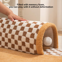 HKM-0347453 2-in-1 Plush Pet Bed Tunnel with Anti-Slip Base for Cats and Dogs