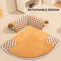HKM-0347453 2-in-1 Plush Pet Bed Tunnel with Anti-Slip Base for Cats and Dogs