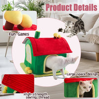 HKM-0347837 Cozy Indoor Enclosed Cat Bed with Removable Cleaning Mat - Warm Cave Design for Comfort and Privacy
