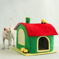 HKM-0347837 Cozy Indoor Enclosed Cat Bed with Removable Cleaning Mat - Warm Cave Design for Comfort and Privacy