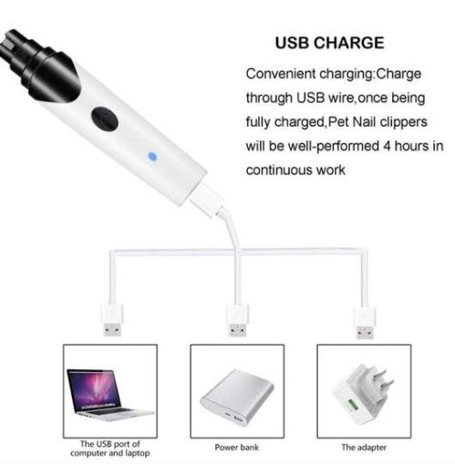 HKM-0347965 Electric Pet Nail Grinder with USB Charging for Dogs, Cats, and Small Animals