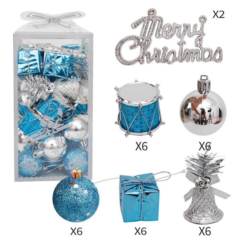 HKM-034835 Christmas Foam Pendant Decorative Ornament - Gold and Blue Holiday Party Decoration