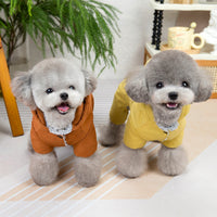 HKM-0348605 Cozy Casual Dog Clothing for Autumn and Winter in Brown and Yellow