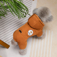 HKM-0348605 Cozy Casual Dog Clothing for Autumn and Winter in Brown and Yellow