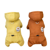 HKM-0348605 Cozy Casual Dog Clothing for Autumn and Winter in Brown and Yellow