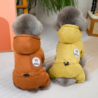 HKM-0348605 Cozy Casual Dog Clothing for Autumn and Winter in Brown and Yellow