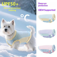 HKM-0348733 Pet Ice Silk Sun Protection Vest for Cats - Unisex Clothing in Grape Purple, Island Blue, and Cherry Blossom Pink