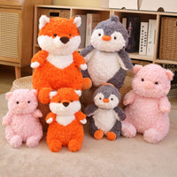 HKM-034899 Lazy Series Small Plush Elephant Doll - Gray Pig & Penguin Toy for Teens (25cm, 35cm)