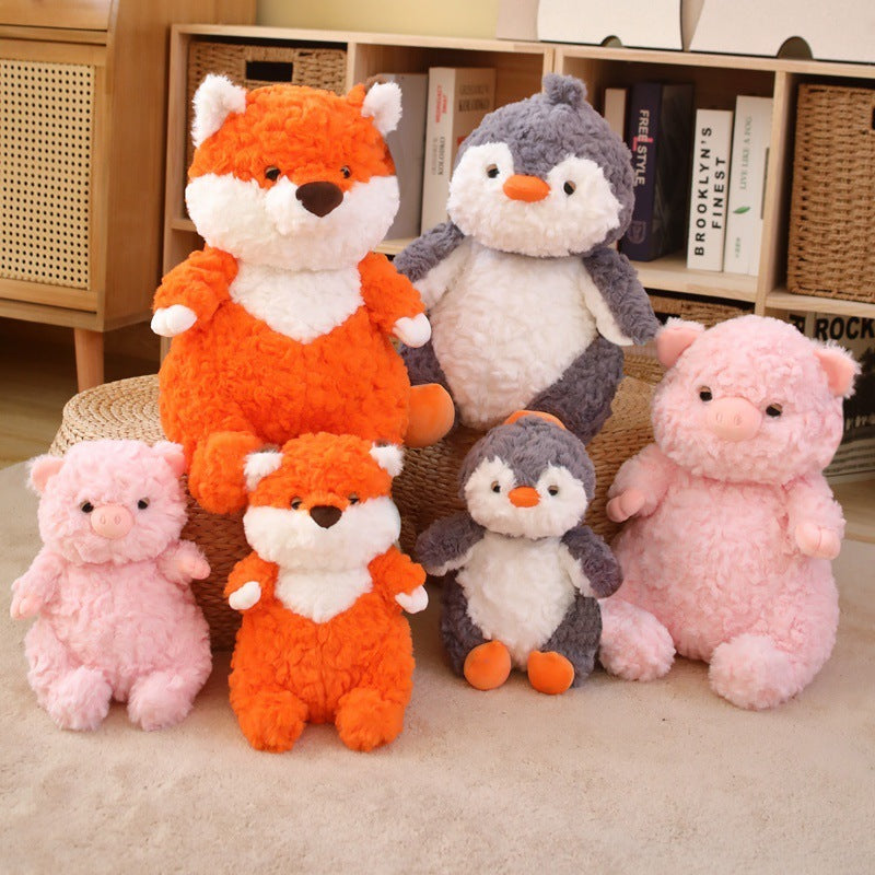 HKM-034899 Lazy Series Small Plush Elephant Doll - Gray Pig & Penguin Toy for Teens (25cm, 35cm)