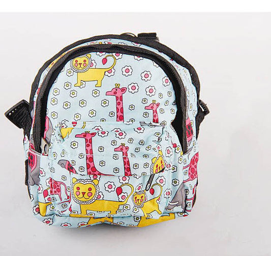 HKM-0349245 Cartoon Pattern Canvas Pet Dog Leash Bag with Breathable Mesh and Adjustable Sizes
