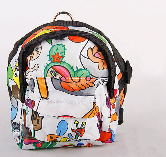 HKM-0349245 Cartoon Pattern Canvas Pet Dog Leash Bag with Breathable Mesh and Adjustable Sizes