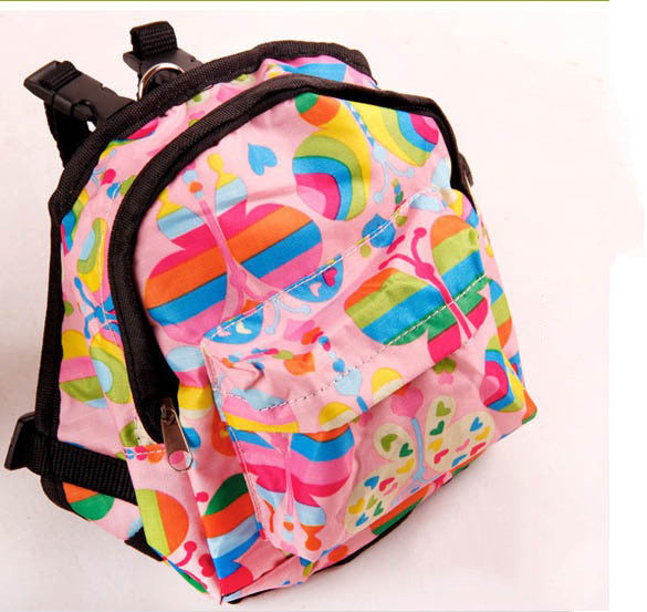 HKM-0349245 Cartoon Pattern Canvas Pet Dog Leash Bag with Breathable Mesh and Adjustable Sizes