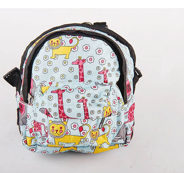 HKM-0349245 Cartoon Pattern Canvas Pet Dog Leash Bag with Breathable Mesh and Adjustable Sizes