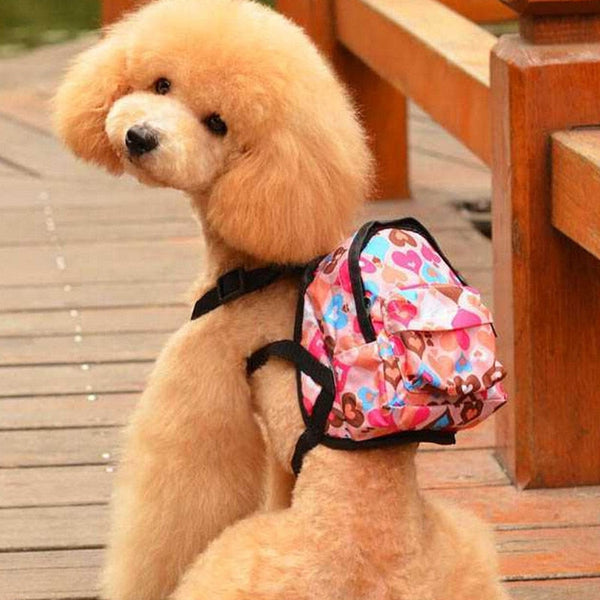 HKM-0349245 Cartoon Pattern Canvas Pet Dog Leash Bag with Breathable Mesh and Adjustable Sizes