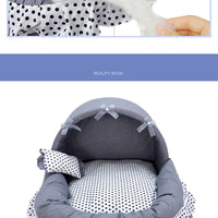 HKM-0350013 Removable and Washable Small Pet Nest with Bow-Knot Design, Eco-Friendly Cotton, Double-Layer Skirts, Comfortable and Warm