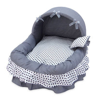 HKM-0350013 Removable and Washable Small Pet Nest with Bow-Knot Design, Eco-Friendly Cotton, Double-Layer Skirts, Comfortable and Warm